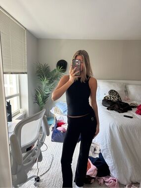 Frankie's Bikinis Black Foldover Pants
